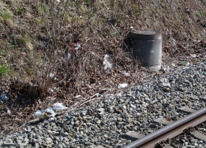 Müllentsorgung am Bahnsteig in Zorneding (Foto: Peter Pernsteiner)